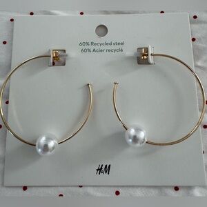 H&M Gold Hoops with Pearl Detail